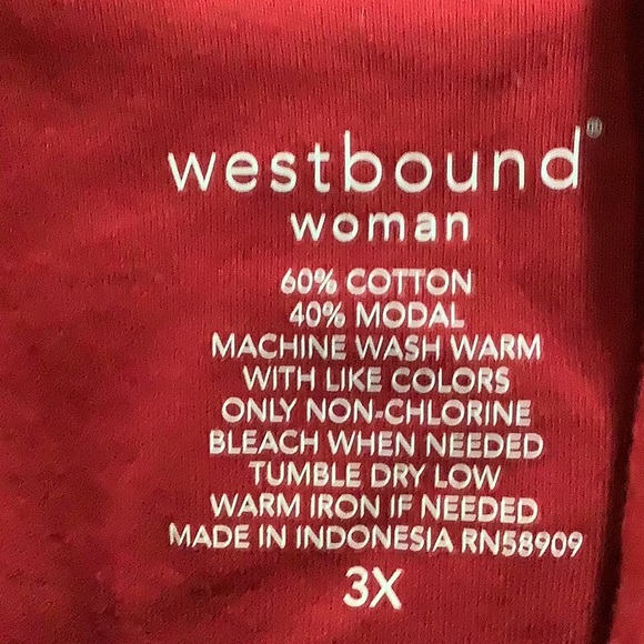 Westbound red mock neck Cotton modal jersey top pullover 3X Plus Size - Picture 4 of 5